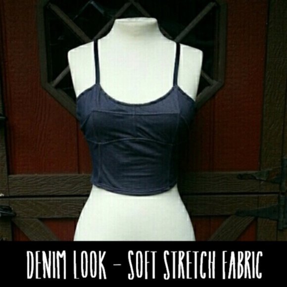 Denim Look Crop Top - Picture 1 of 3